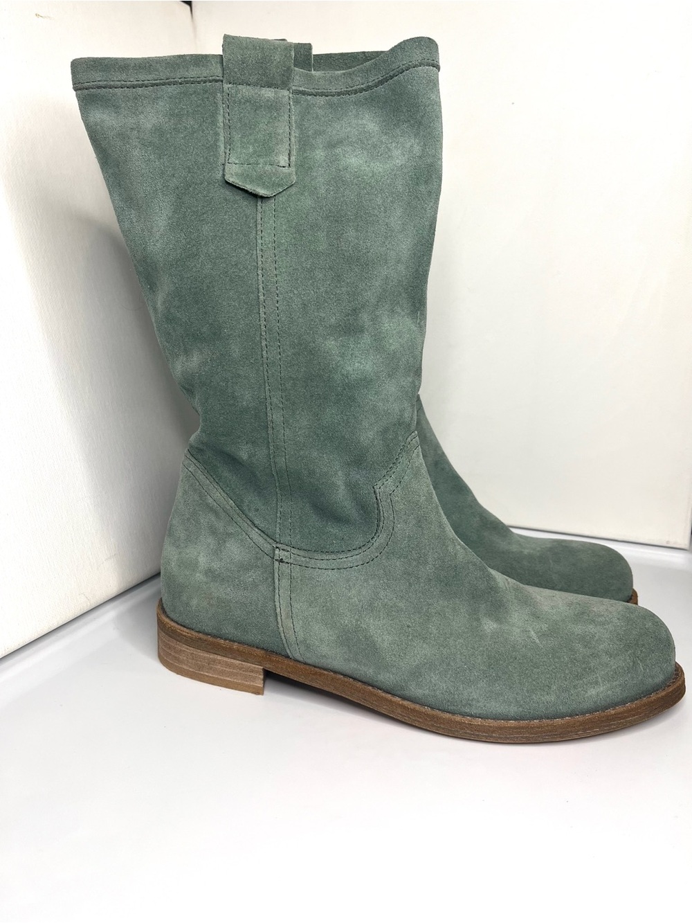 Sundance Women’s Size 39 (US 8-8.5) Sage Green Suede Mid-Calf Slouch Boots